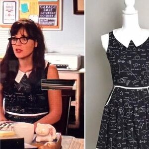 Retrolicious Biology print dress ASO Zooey Deschanel
